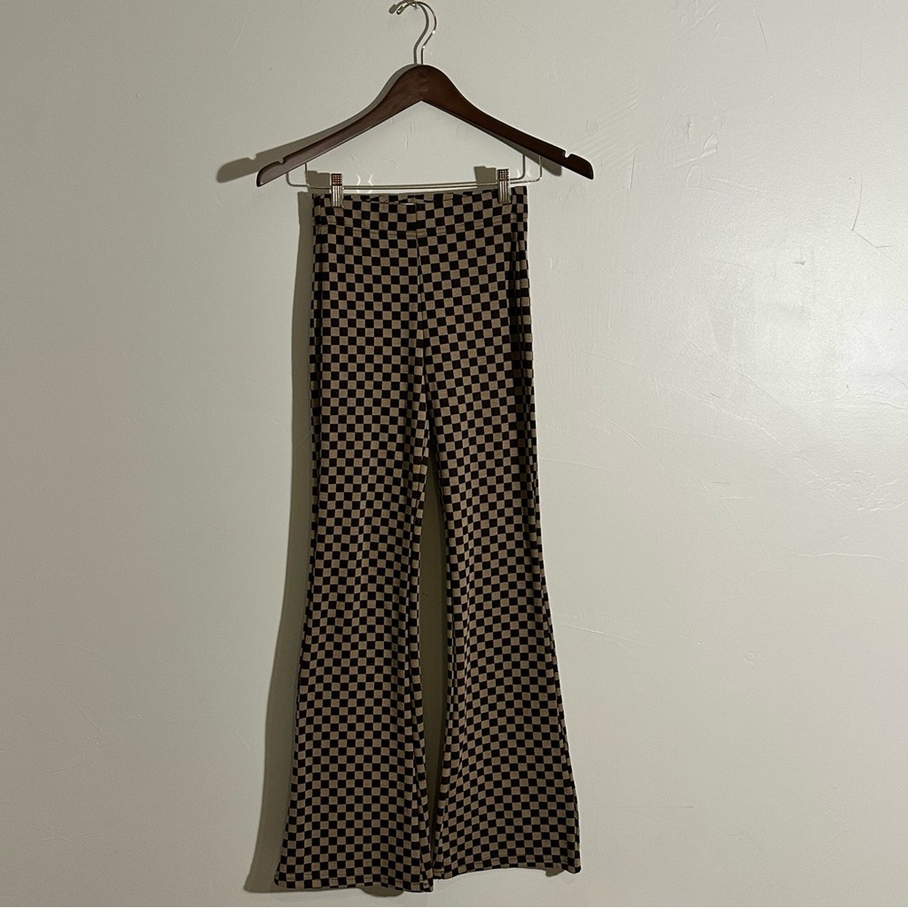 Urban Outfitters Bryn Pull On Checkered Flare Pant
